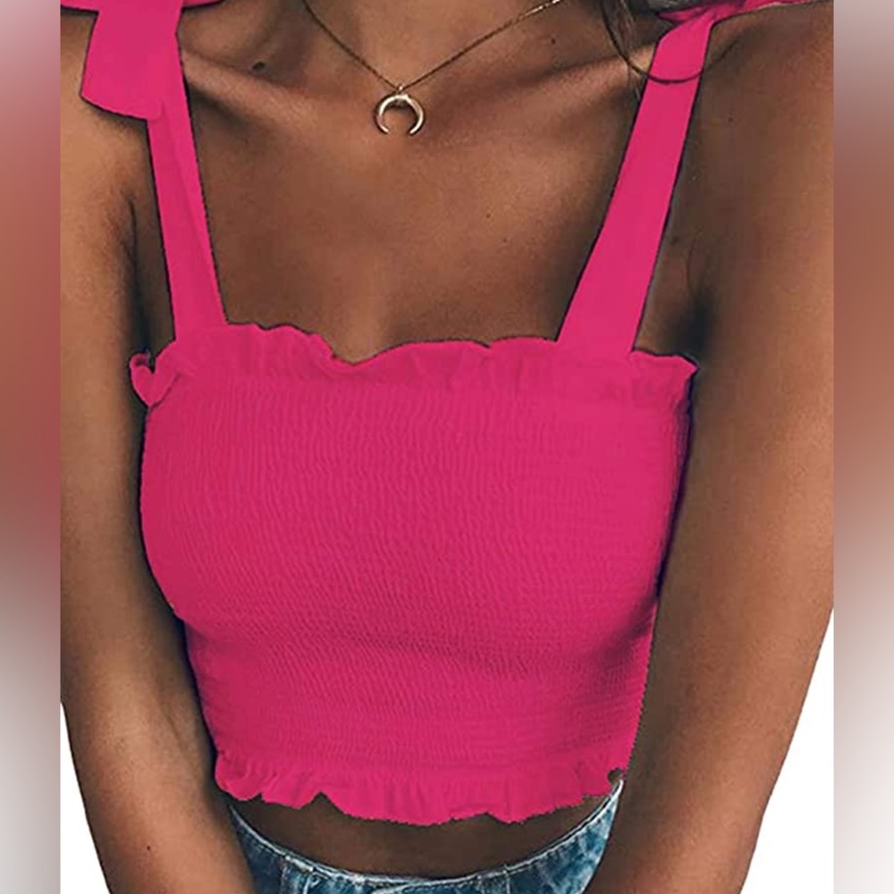 preppy pink top with tie straps